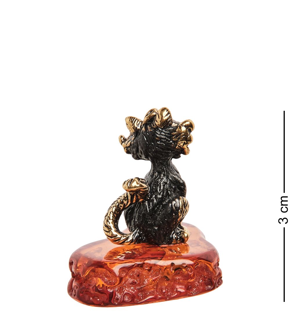 Народные промыслы AM-1492 Фигурка «Кошечка» (латунь, янтарь)