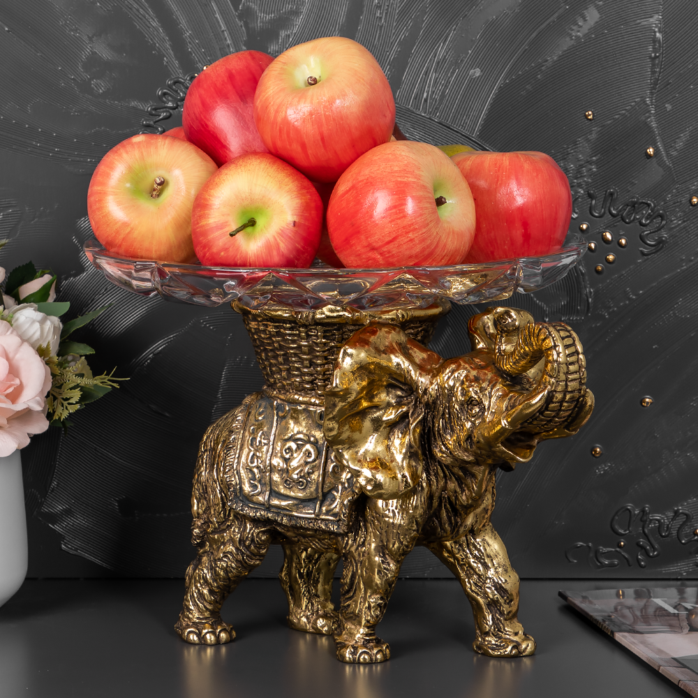 Фруктовница-конфетница Слон Джайпурарт Бронза
