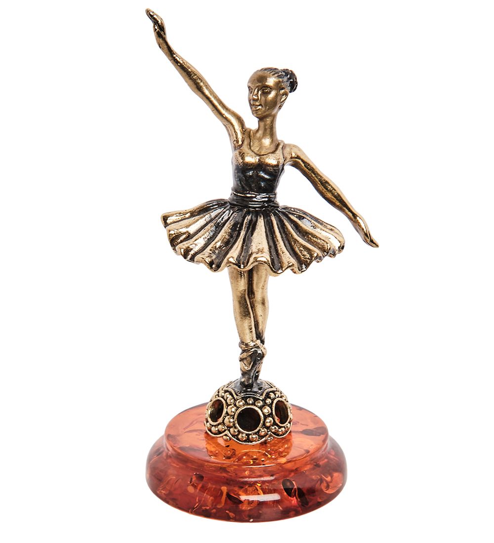 Народные промыслы AM-1546 Фигурка «Балерина» (латунь, янтарь)