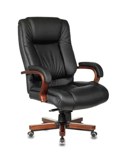 Кресло руководителя Бюрократ T-9925WALNUT/BLACK черный кожа крестовина дерево
