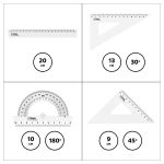 Набор геометрический средний 4пр. (треуг.2шт, лин.20см, транспортир) прозрачный белый, Стамм