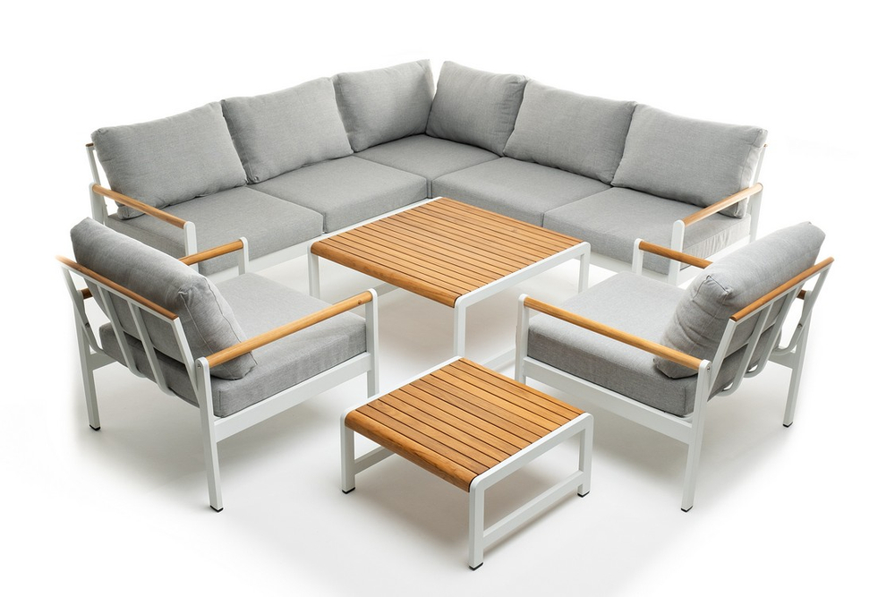 Лаунж зона из алюминия Joygarden МАЯ L, White Matte (белый матовый), светло-серый