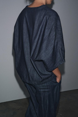 ZARA СВОБОДНАЯ ДЖИНСОВАЯ РУБАШКА — ZW COLLECTION, СИНИЙ