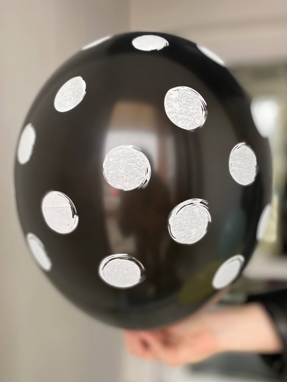 Воздушный шар с рисунком горох красный/черный/розовый 35см ПАЛИТРА №4341