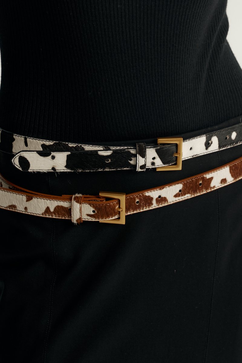 Ремень акцентный с принтом карамельный