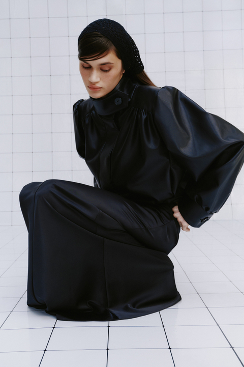 Юбка макси из сатина