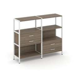 Shelf System Двухсекционный стеллаж трехярусный с ящиками SN.STM-323 Вяз Благородный/Металл Белый 15