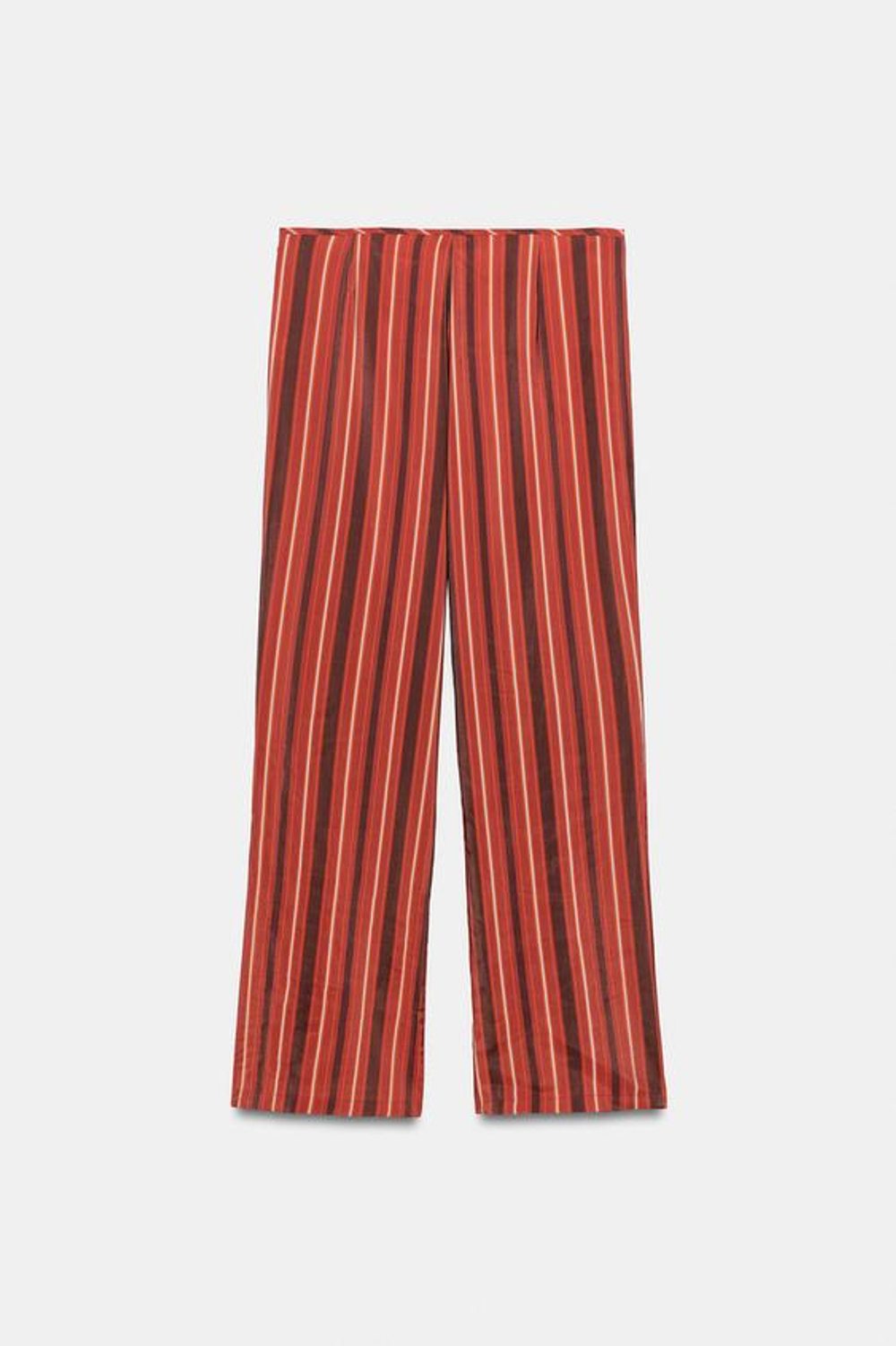 ZARA СТРУЯЩИЕСЯ БРЮКИ В ПОЛОСКУ, ОТТЕНКИ КРАСНОГО