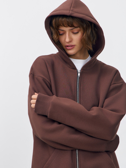 Худи зип с начесом (коричневый)