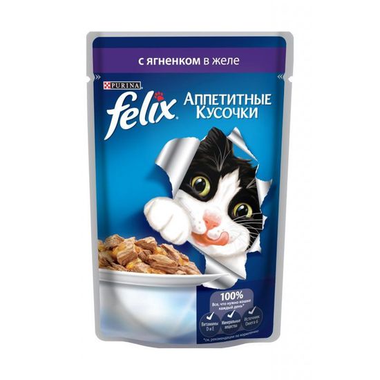 Purina Felix Аппетитные Кусочки влажный корм для кошек с ягненком в желе 85 г Purina Felix Аппетитные Кусочки влажный корм для кошек с ягненком в желе 85 г
