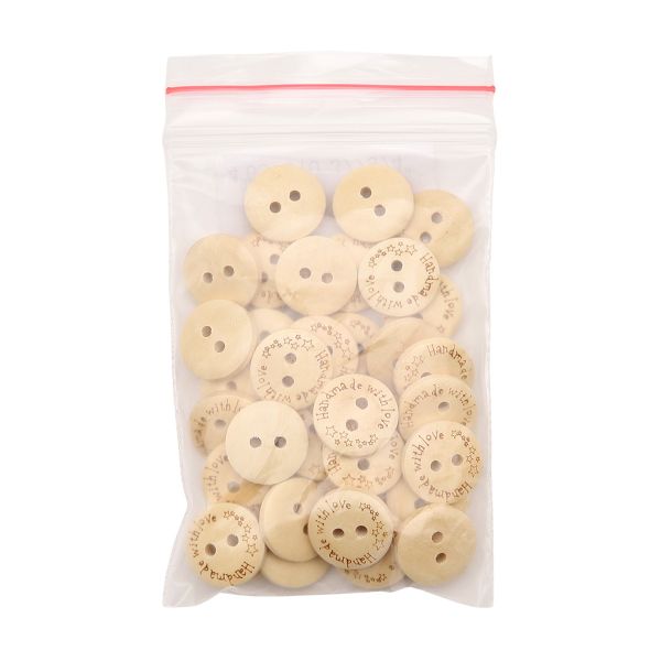 Пуговицы дерево 2 прокола 24L=15 мм, Handmade (Milk (молочный)), W21, 36 шт