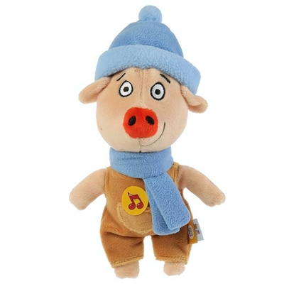 Поросенок Коля 17см. "Оранжевая корова" в зимней одежде, муз.чип. (Мульти-Пульти)