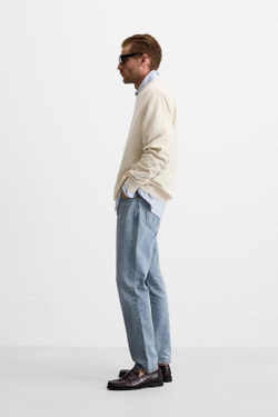 ZARA ТОЛСТОВКА ИЗ ПЛОТНОГО ТРИКОТАЖА С КРУГЛЫМ ВЫРЕЗОМ, ЭКРЮ