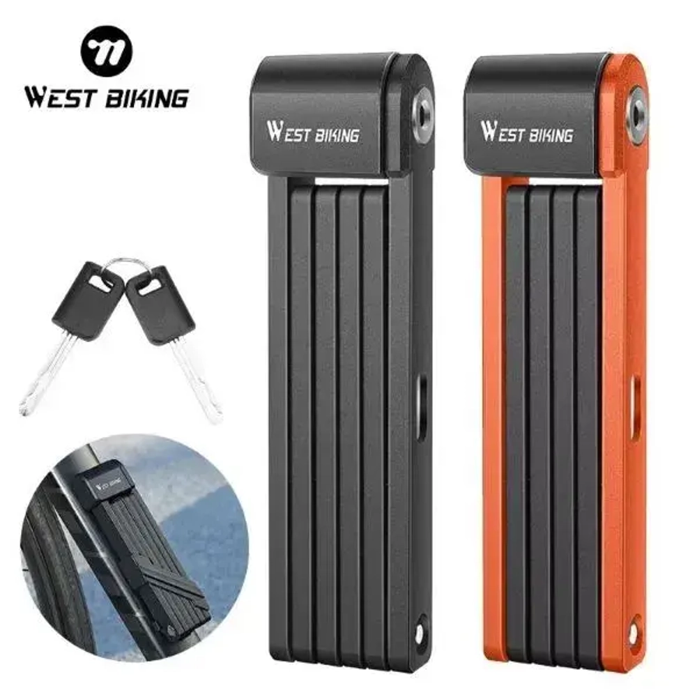 Замок велосипедный West Biking, YP0705080, оранжевый-чёрный