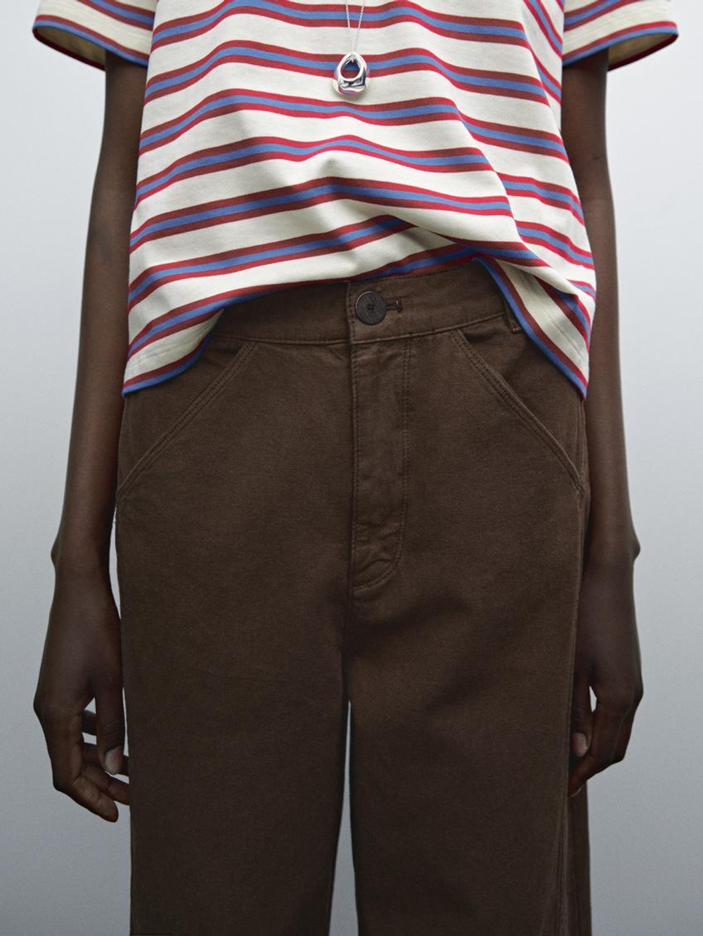 Massimo Dutti Брюки из смесового хлопка, шоколадный