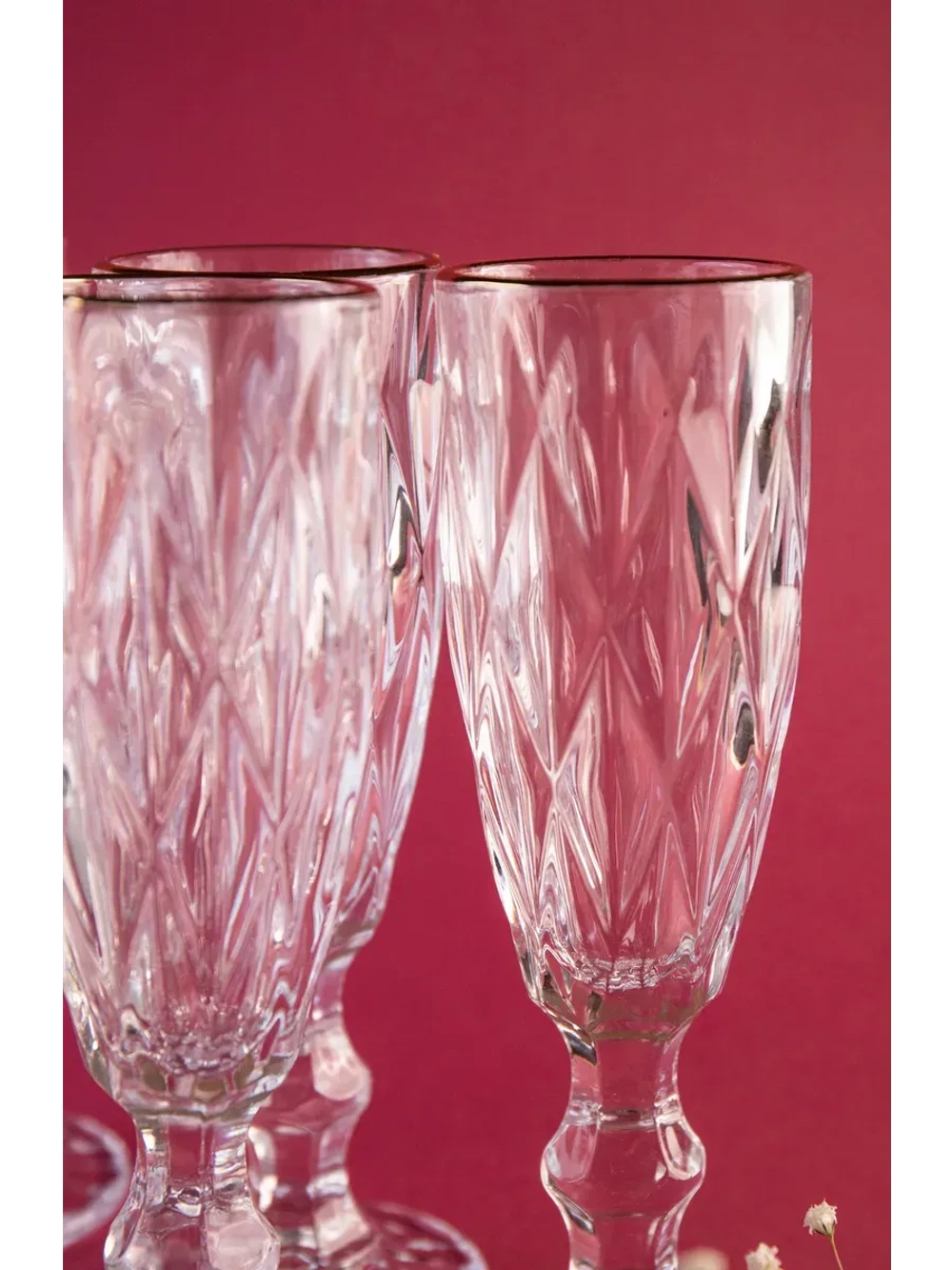 Бокалы для шампанского, 175 мл. 6шт, с золотой каймой