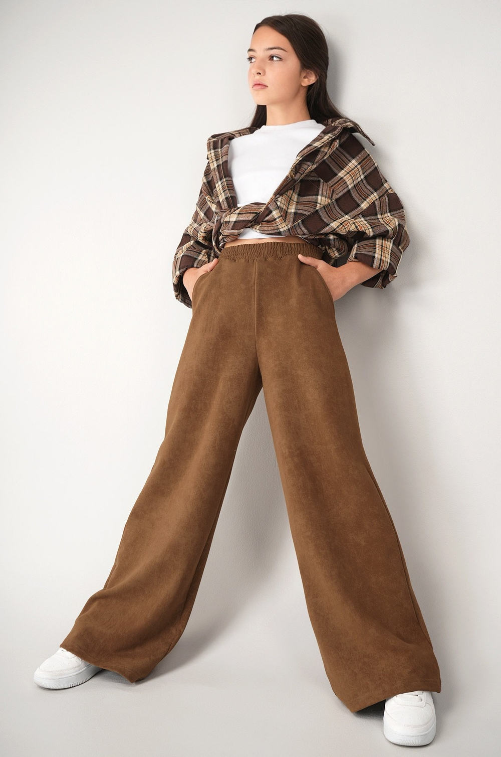 Брюки палаццо из футера для девочки Happyfox