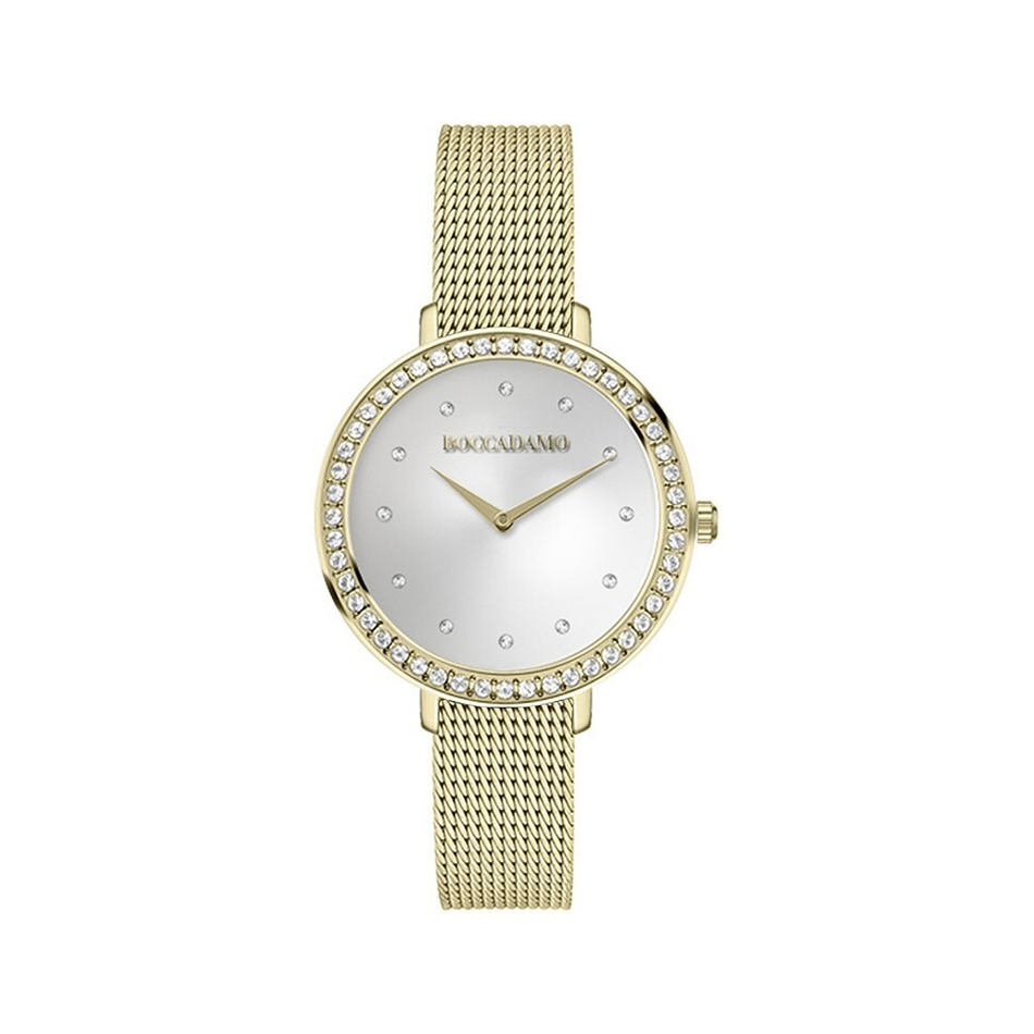 Часы Boccadamo Focus Gold Silver FC002A BW/G с минеральным стеклом, кристаллами Swarovski