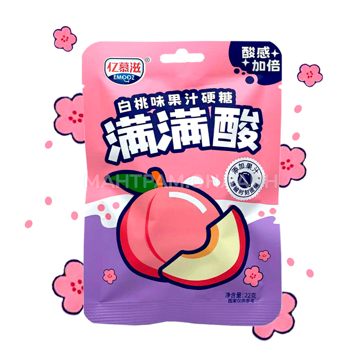 Конфеты кислые Emooz вкус персик 22 г