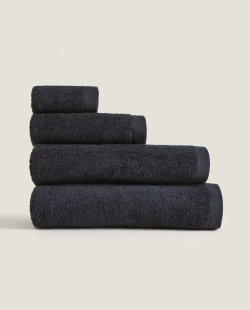 ZARA HOME ОДНОТОННОЕ ПОЛОТЕНЦЕ, ЧЕРНЫЙ