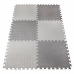 Коврик-пазл напольный 1,5х1 м, 6 шт., 50х50 см, толщина 1 см, серый, светло-серый, ЮНЛАНДИЯ, 664810