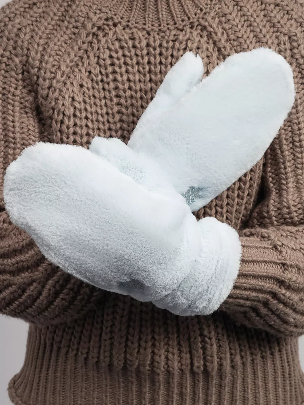 варежки зимние пушистые экомех