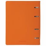 Тетрадь на кольцах А5 (180х220 мм), 120 л., под фактурную кожу, BRAUBERG "Joy", оранжевый/светло-оранжевый, 129992