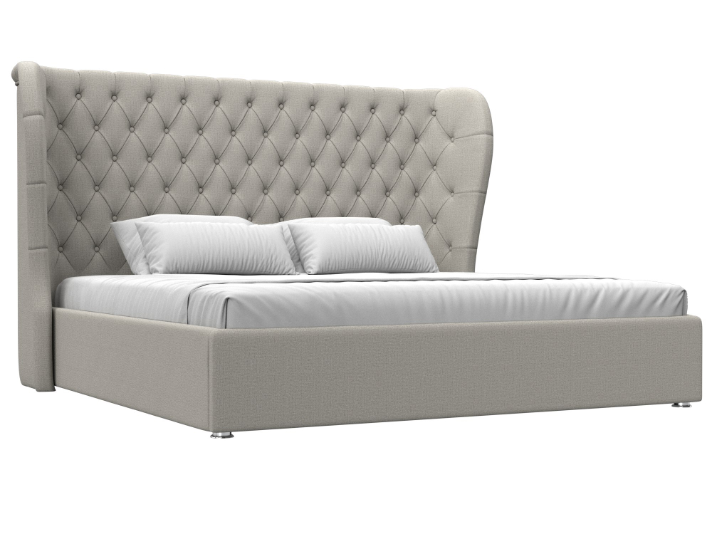 Кровать интерьерная Далия 200, Амур 02 бежевый, Рогожка, 123079