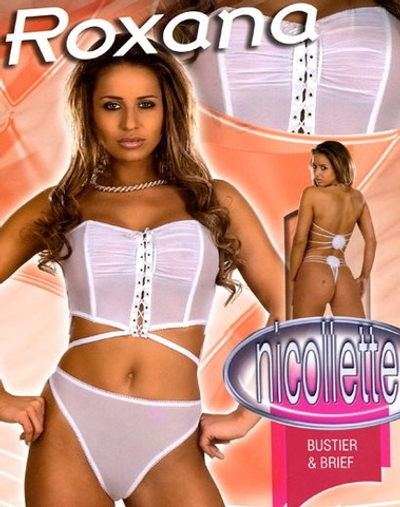 Комплект Nicollette: топ на шнуровке и трусики-стринг (Размер: XL) (Цвет: белый)