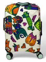 Чехол на чемодан 20", цвет белый/разноцветный, Коты