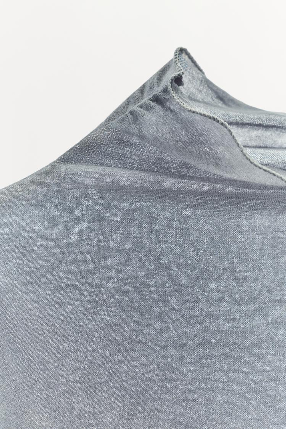 ZARA ХЛОПКОВЫЙ ТОП-ДЖЕРСИ, СЕРЫЙ МЕЛАНЖ