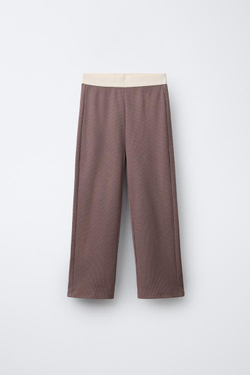 ZARA ПИЖАМА ВАФЕЛЬНАЯ С ВЫШИВКОЙ, БАКЛАЖАННЫЙ