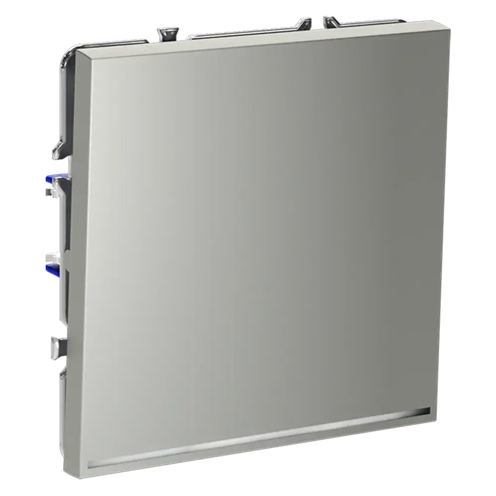 Проходной переключатель встраиваемый VOLTUM S70 одноклавишный с подсветкой 10А, (сталь)