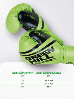 BGU-2308 Боксерские перчатки UNIQUE зелено-черные