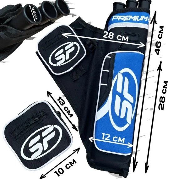 Колчан для стрел 3 вставки, 2 кармана. (Синий)