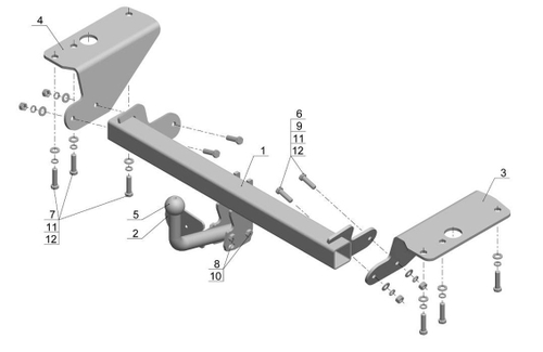 Фаркоп для Toyota Corolla седан 2007-2013 Тип шара: A. Нагрузки: 1350/75 кг, TY 18