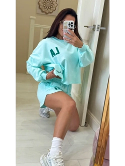 Спортивный костюм женский двойка свитшот с шортами LA
