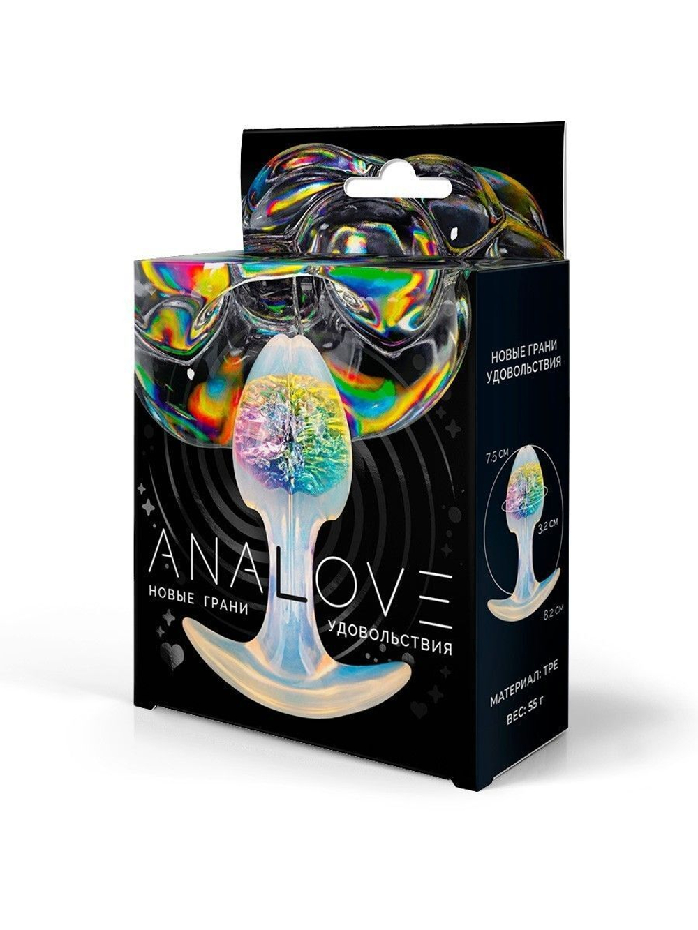 Анальная пробка AnaLove, разноцветная, рельефная, 8,2 см