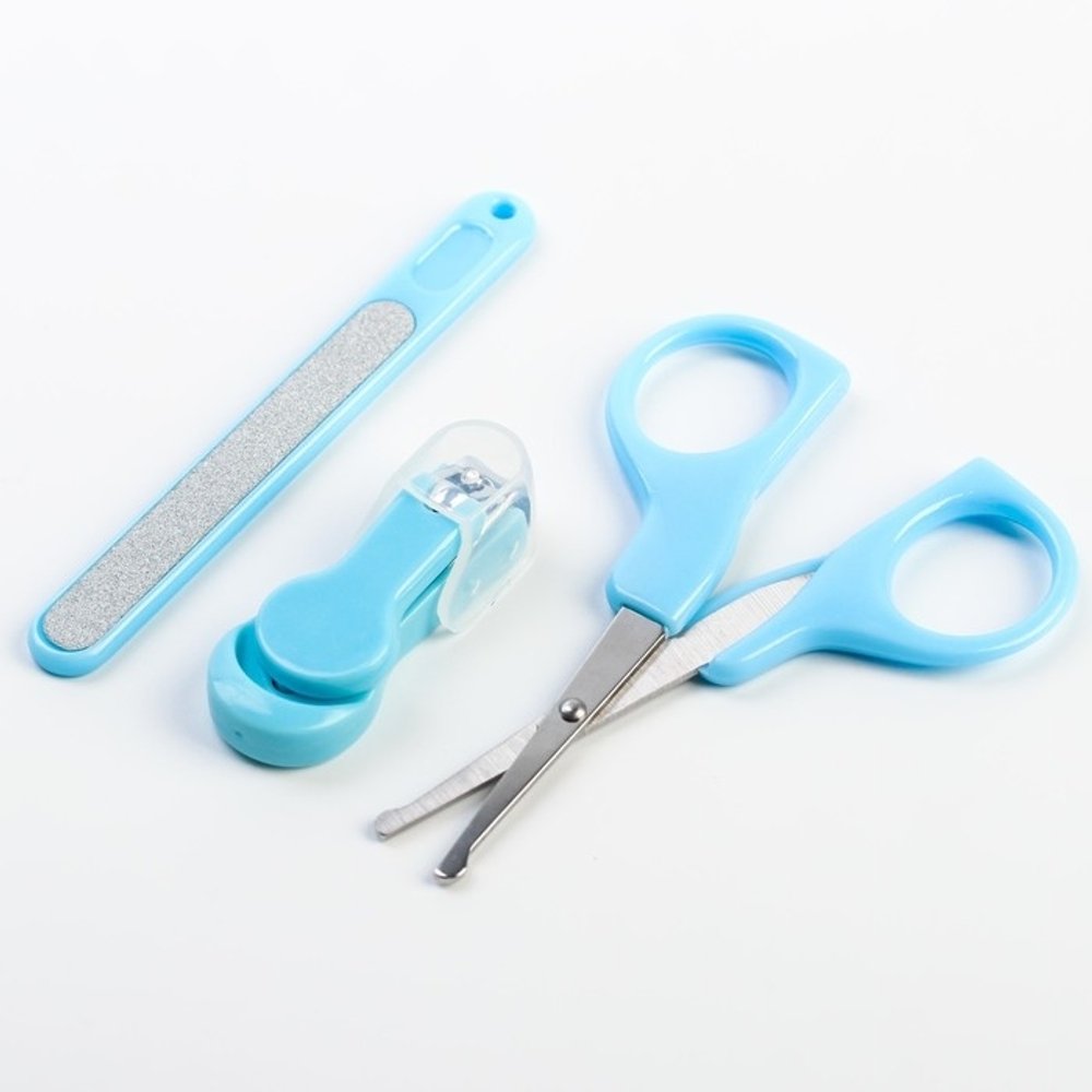 3612530 Детский маникюрный набор, 3 предмета: ножницы, пилка, книпсер, от 0 мес., цвет голубой