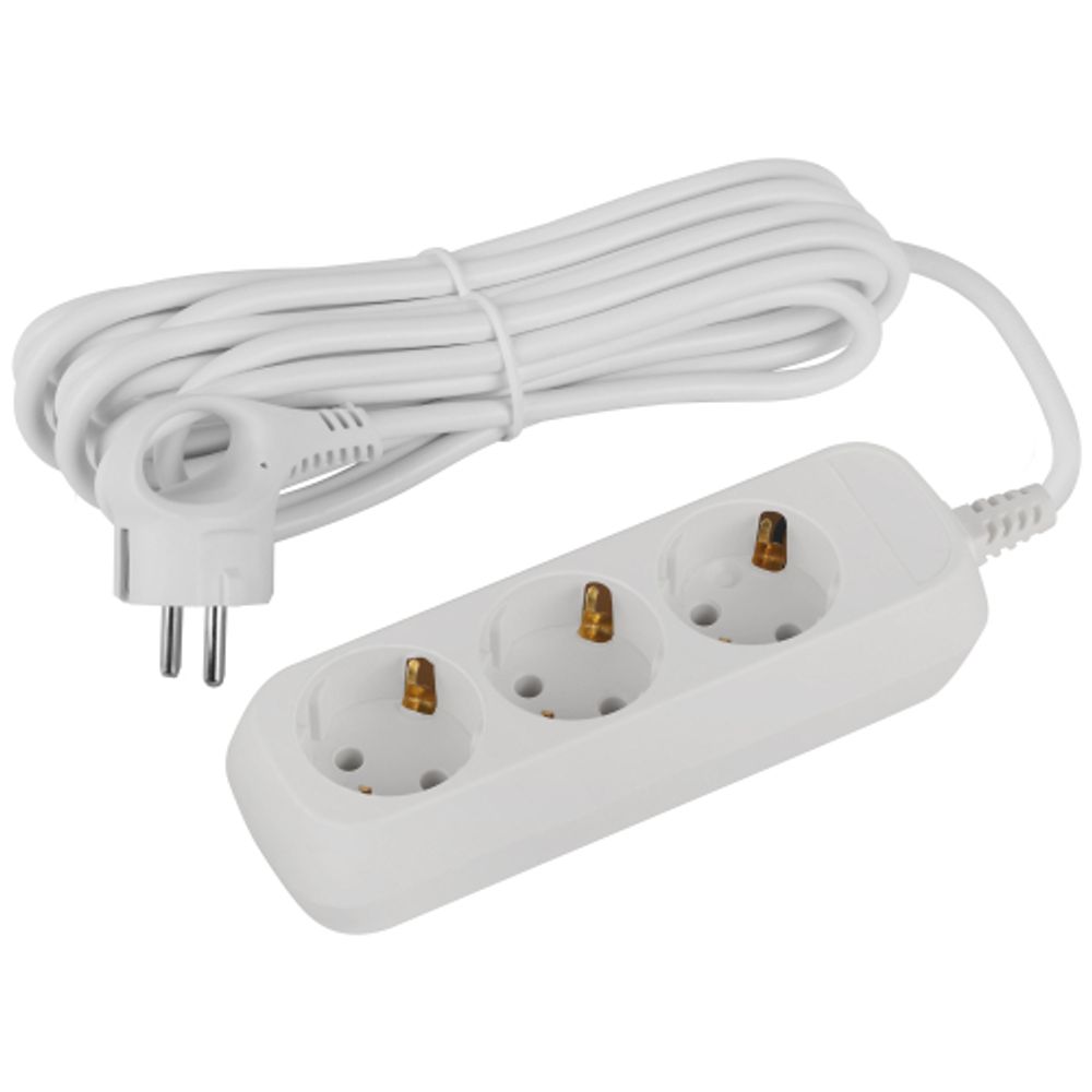 Удлинитель электрический ЭРА UDL-10-350-E Greenline 3 розетки с заземлением 5м ПВС 3x0.75мм2 | Бытовые удлинители