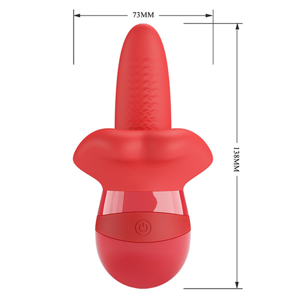 Красный мини-вибратор 13,8см с подвижным язычком Pretty Love Obelia BI-300138