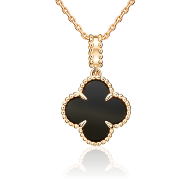 Подвеска «Клевер» из красного золота с ониксом