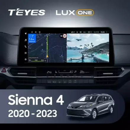 Магнитола Toyota Sienna 4 XL40 2020-2024 - Teyes LUX ONE монитор 12.3" 2K QLED на Android 10, CarPlay, 4G SIM-слот, 6/128ГБ