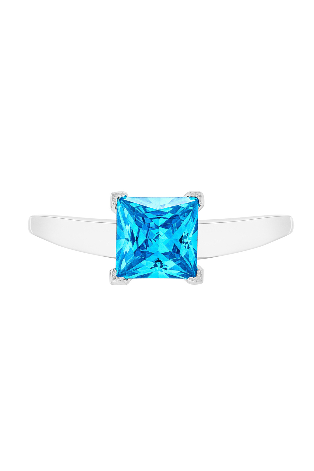 Кольцо из серебра с центральной вставкой из выращенной голубой шпинели