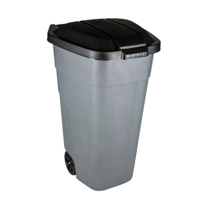 Бак для мусора с крышкой на колесах 110л серый