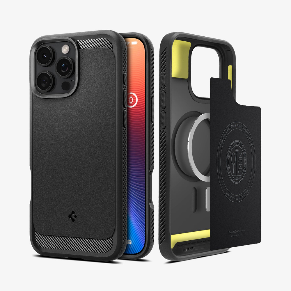 Чехол Spigen Rugged Armor Magsafe, matte black - iPhone 16 Pro