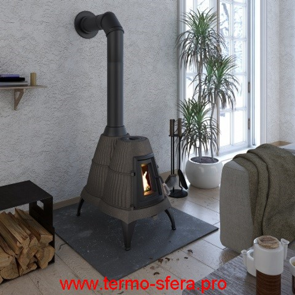 Печь чугунная отопительная ТМФ Мангазея антрацит