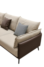 Диван ELEGANTE NAPPA SF015 угловой (3-х местный левый угол) бежевый/коричневый