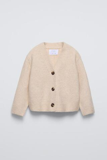ZARA ОДНОТОННЫЙ КАРДИГАН, СВЕТЛО-БЕЖЕВЫЙ