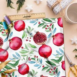 Ткань премиум сатин акварельные гранаты